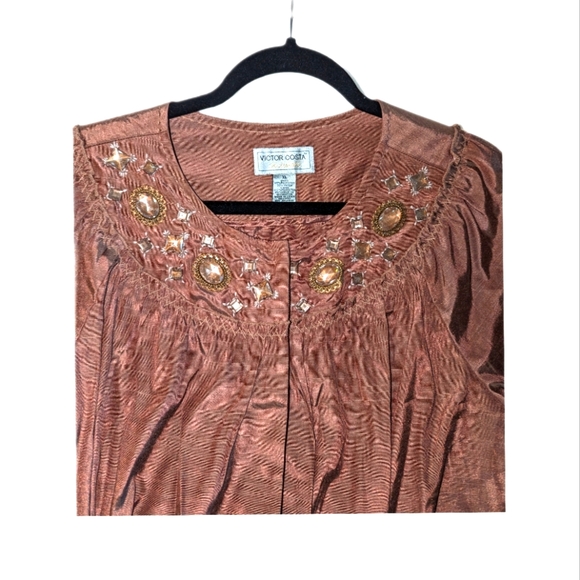 Victor Costa Occasion Blouse - Size XL - Mocha Colour - Picture 2 of 9